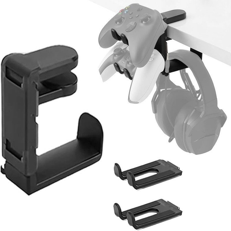 Ofifo Durable Desktop Gaming Headset Bracket with Adjustable Clamp and Cable Organizer Headphone Stand(Black Pack of 1)