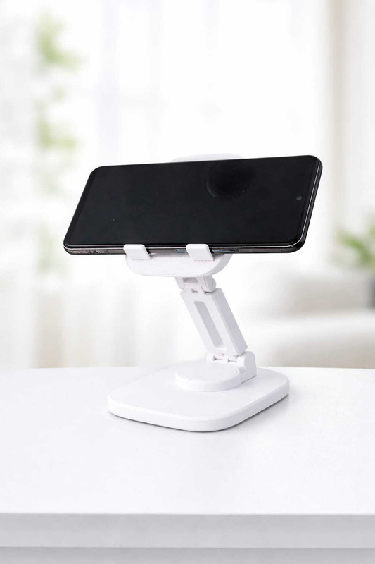 HSMKSTORE Adjustable 360° rotation Foldable Mobile Stand for Desk Headphone Stand(White, Blue Pack of 1)