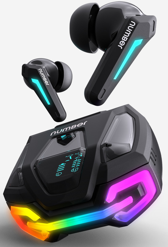 Number Super Buds GT M9 Gaming TWS Earbuds, 60Hr Playback, ANC, 4 Mic ENC, Dual Pairing Bluetooth(Glass Black, True Wireless)