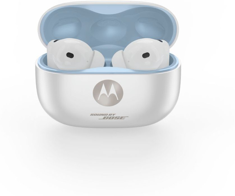 MOTOROLA Buds 2 plus Sound by Bose, Adaptive 55dB ANC, Dual Drivers,Hi-Res,LHDC+LDAC,IP54 Bluetooth(PANTONE Cool White, True Wireless)