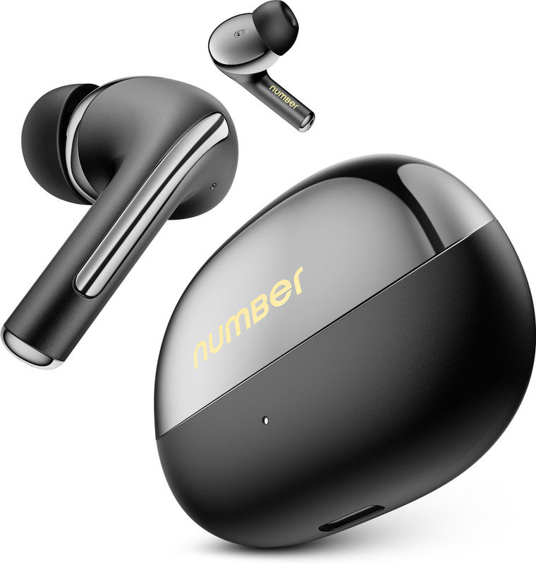 Number Navo Buds X3 w/ 50H Playtime, Dual Pairing, 13mm Speakers, ENC, 45ms Low Latency Bluetooth(Diamond Black, True Wireless)