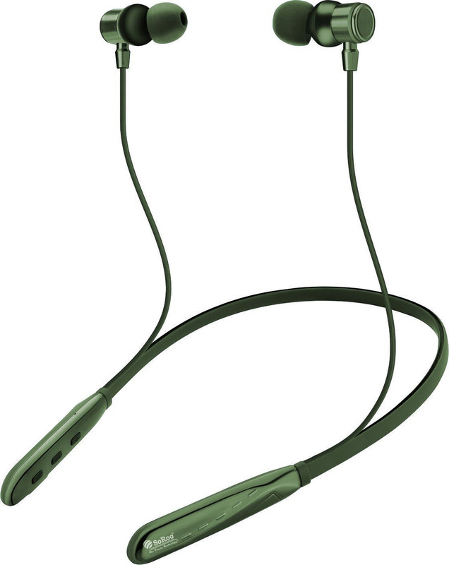 Soroo Future Wireless Bluetooth Neckband with 88H Playback, ENC Mic, Fast Charging, Deep Bass Bluetooth(Olive, In the Ear)