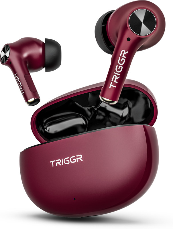 TRIGGR Ultrabuds Go with 40H Playtime, AI ENC, Dynamic Drivers, Type-C Fast Charging Bluetooth(Ruby Noir, True Wireless)