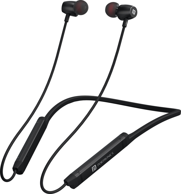 Portronics Harmonics Z9 Bluetooth Neckband With Mic,40Hrs Playtime,Metal Finish,BT 5.3V Bluetooth(Black, In the Ear)