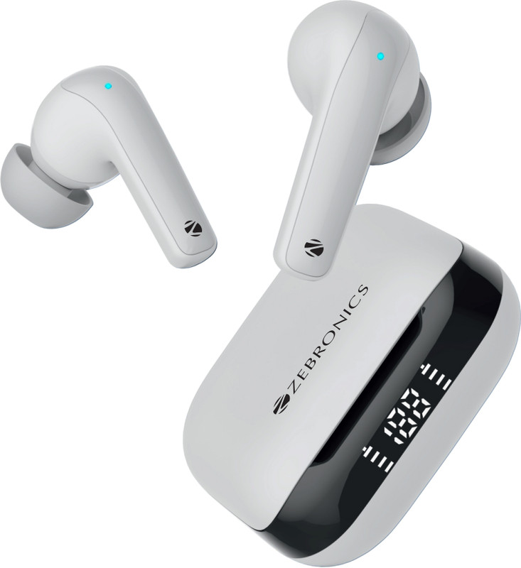 ZEBRONICS Zeb-Pods K2, Upto 40H Backup, Dual EQ Mode,Quad Mic ENC, 40ms Low Latency Gaming Bluetooth without Mic(White, In the Ear)