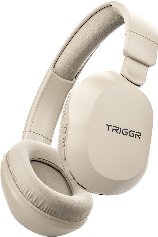 TRIGGR Trinity Neo with 80H Playtime, Dual Pairing, ENC, Fast Charging, Bluetooth v6.0 Bluetooth(Smooth Beige, On the Ear)