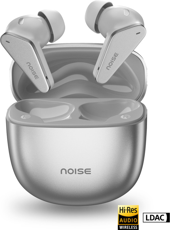 Noise Buds Vector with Hi-Res, LDAC, Quad Mic ENC,Instacharge, BTv5.3 with HyperSync Bluetooth(Lunar Silver, True Wireless)