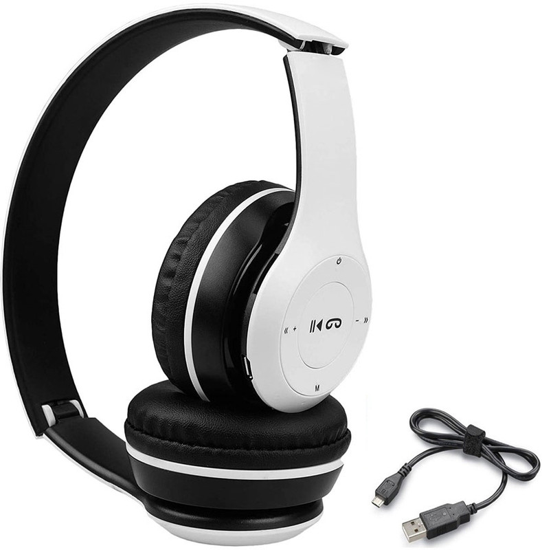 Techobucks NEW PRICE P47 WIRELESS LIGHTWEIGHT ULTRA DAYNMIC BASS SOUND GAMING HEADPHONE Bluetooth(White, On the Ear)