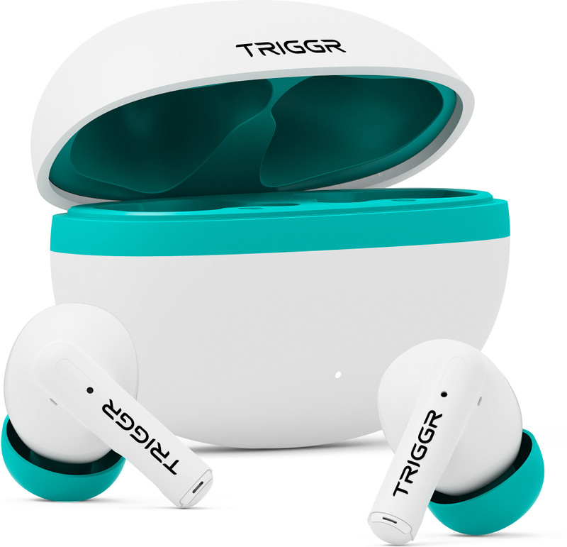TRIGGR Ultrabuds N5 with Latest BT v6.0, 40Hr Playtime, 13mm Dynamic Drivers, Rich Bass Bluetooth(Pearl Blue, True Wireless)