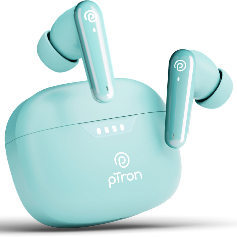PTron Basspods Tour - AI ENC Calls,45hrs Playback,Pristine Audio, 50ms Low Latency Bluetooth(Mint Julep, True Wireless)