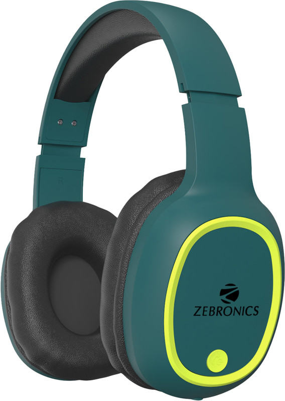ZEBRONICS Zeb- Thunder, With 60H Backup, BT v5.3, Gaming Mode, ENC, AUX, mSD, Dual Pairing Bluetooth & Wired(Teal Green, On the Ear)