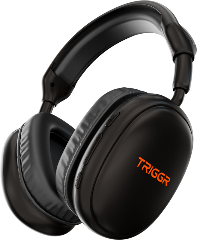 TRIGGR Punkheadz Z1 with 50H Battery, 3EQ Modes, Dual Pairing, Matte Finish, ENC, v5.4 Bluetooth(Carbon Black, On the Ear)