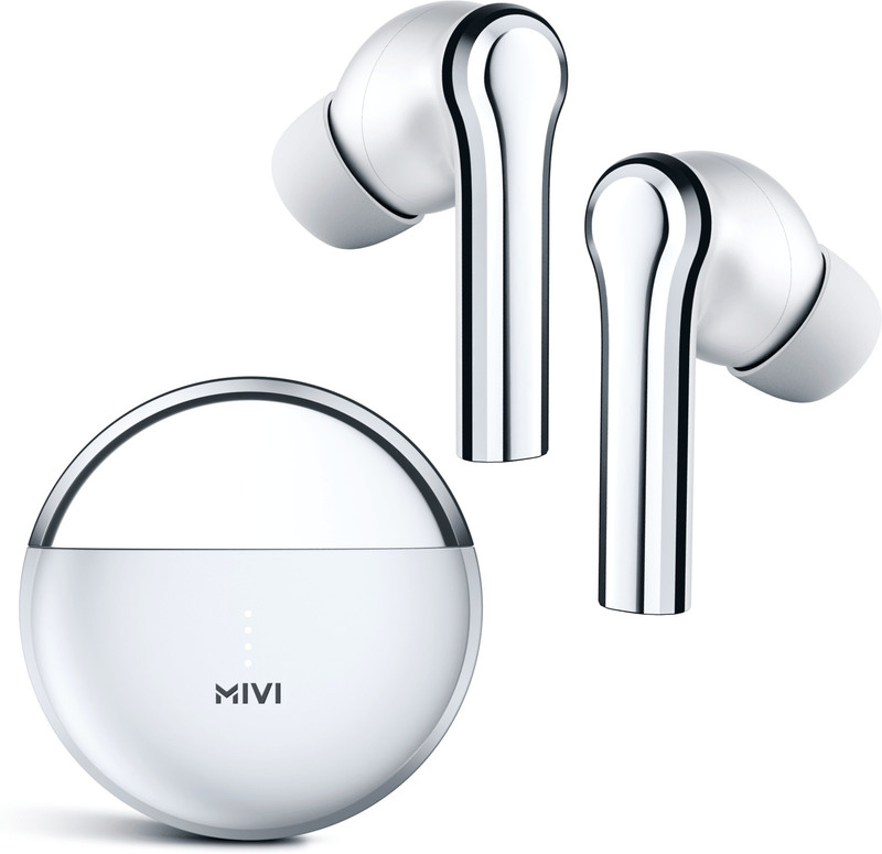 Mivi DuoPods i5 TWS,Metallic Finish,13mm Bass,50H Playtime,BT v5.3 Earbuds and more Bluetooth(White, True Wireless)