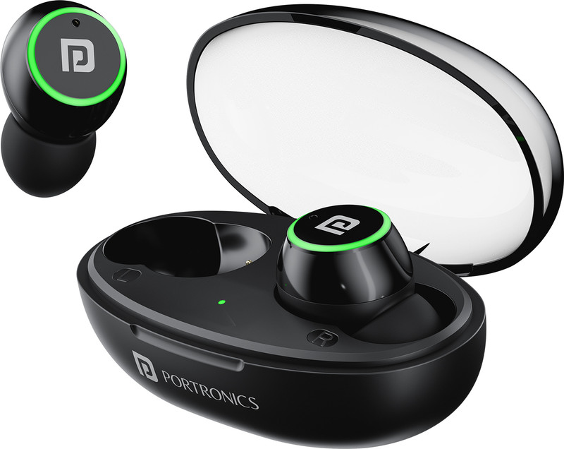 Portronics Harmonics Twins S13 in Ear Earbuds With Mic,24H Playtime,Game/Music Mode,BT5.3v Bluetooth(Black, In the Ear)
