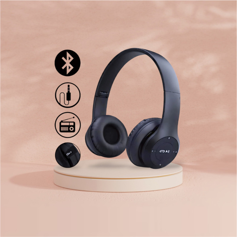 house of common Wireless Foldable Headphones with Velocity Bass Drive_5W Bluetooth & Wired(Black, On the Ear)