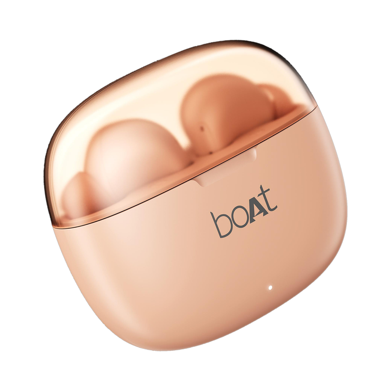 boAt Airdopes 212,Translucent Lid, 50H Battery,ENx Tech, Stream Ad Free Music via App Bluetooth(Peach Blush, In the Ear)