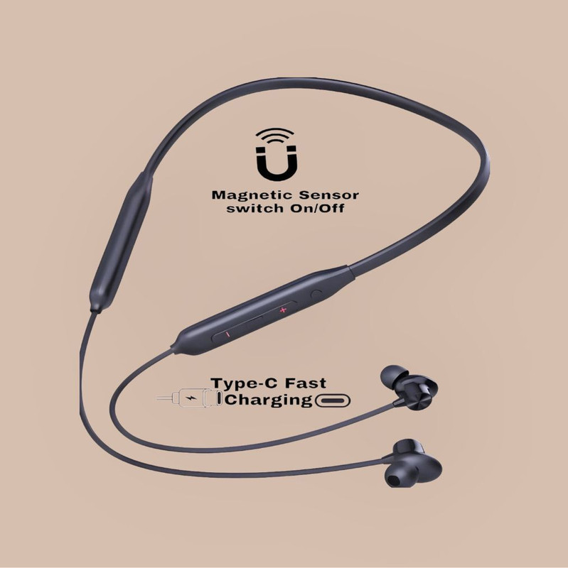 skm 48 Hours Playtime Bluetooth Wireless Neckband Headphones Earphone_H7_BM Bluetooth & Wired(Black, On the Ear)