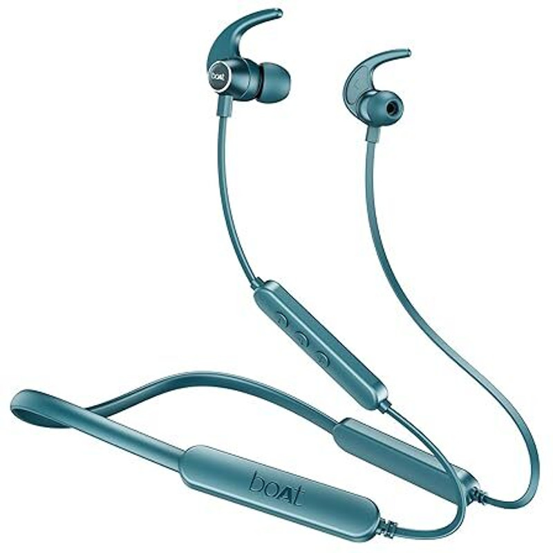 boAt Rockerz 255 Pro+, 60H Battery, ASAP Charge, Stream Ad Free Music via App Support Bluetooth(Teal Green, In the Ear)