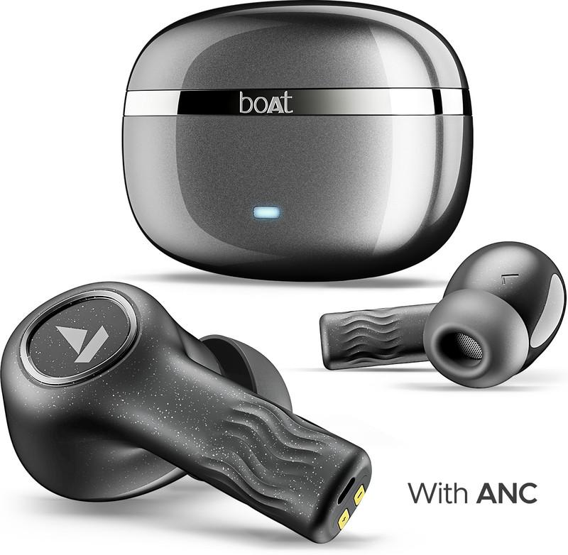 boAt Nirvana Ion 32dB Active Noise Cancellation, 120HRS, Bionic Mode, HIFI5 Bluetooth(Crystal Black, True Wireless)