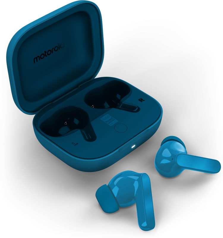 MOTOROLA Moto Buds Bass |Hi-Res Audio & LDAC | 12.4mm drivers |50dB True ANC | 6 Mic Bluetooth(Pantone Blue Jewel, True Wireless)