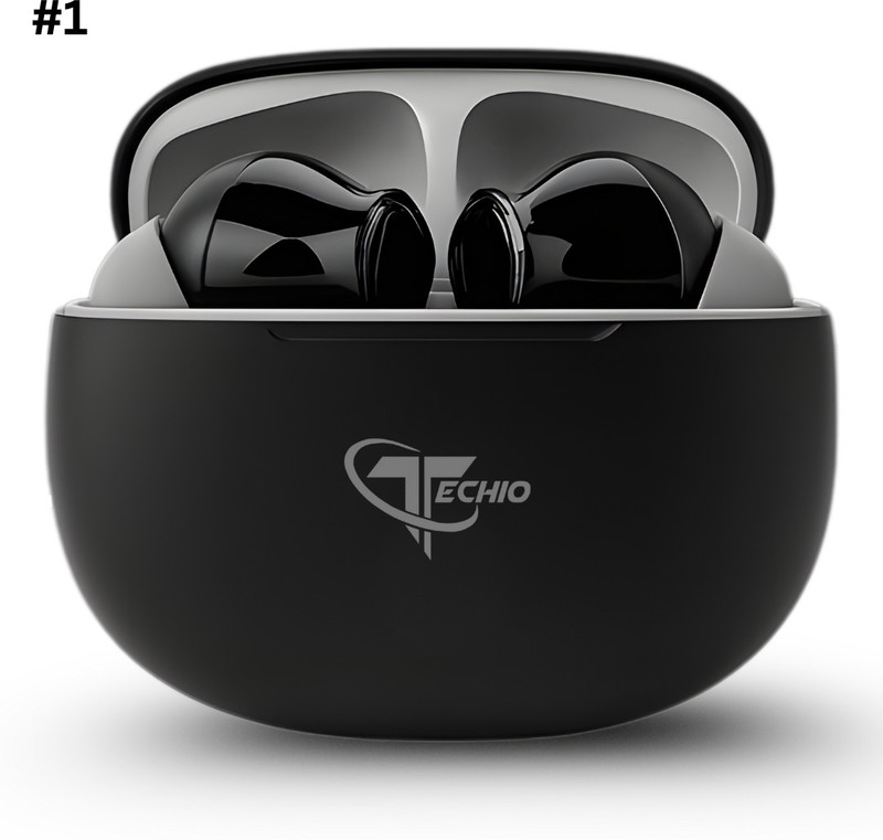 TECHIO Nirvana X True Wireless Earbuds with Deep Bass & Clear Calling Bluetooth(Black, On the Ear)
