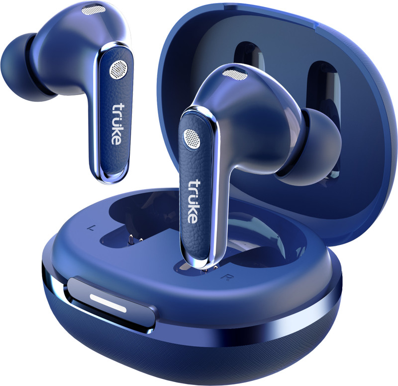 truke Mega 12 Leather Finish TWS, 24bit-Spatial Audio, Dual Pairing buds, Quad Mic ENC Bluetooth(Indigo Blue, True Wireless)