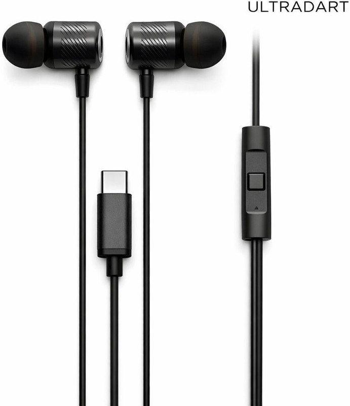 ULTRADART Wired Type C Earphones, Deep Bass Audio, HD Mic, Soft Fit Wired(Black, In the Ear)