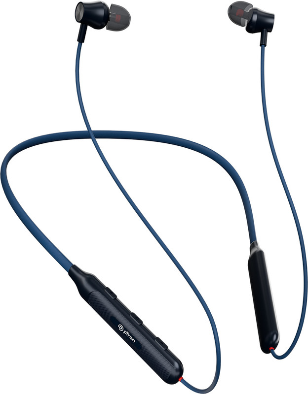 PTron Bassstrings Neo with 34hrs Playtime,Clear Calls,14mm Drivers,Dual-device Pairing Bluetooth(Black & Blue, In the Ear)