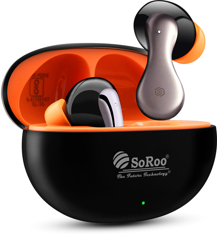 Soroo Future Vibepods with 13mm Driver, 42hrs Playback, AI ENC, Dual Mic Bluetooth(Glossy Silver, Black, True Wireless)
