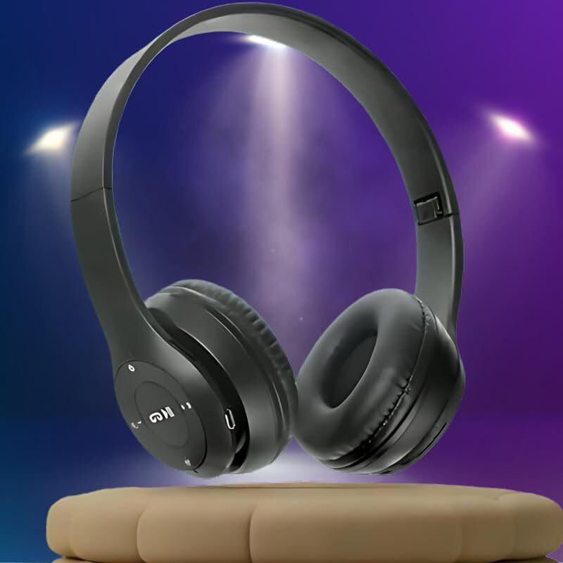 CLOKIFY Wireless Bluetooth Over-Ear Headphones with Deep Bass,Foldable Design(BLACK) Bluetooth & Wired without Mic(Black, On the Ear)