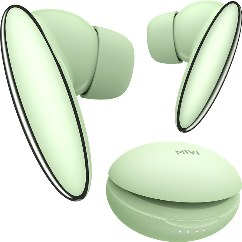 Mivi Duopods K6, 50Hrs PT, HD Call, Fast Charging, 50ms Latency, IPX4,Voice Asst.5.3v Bluetooth(Green, True Wireless)