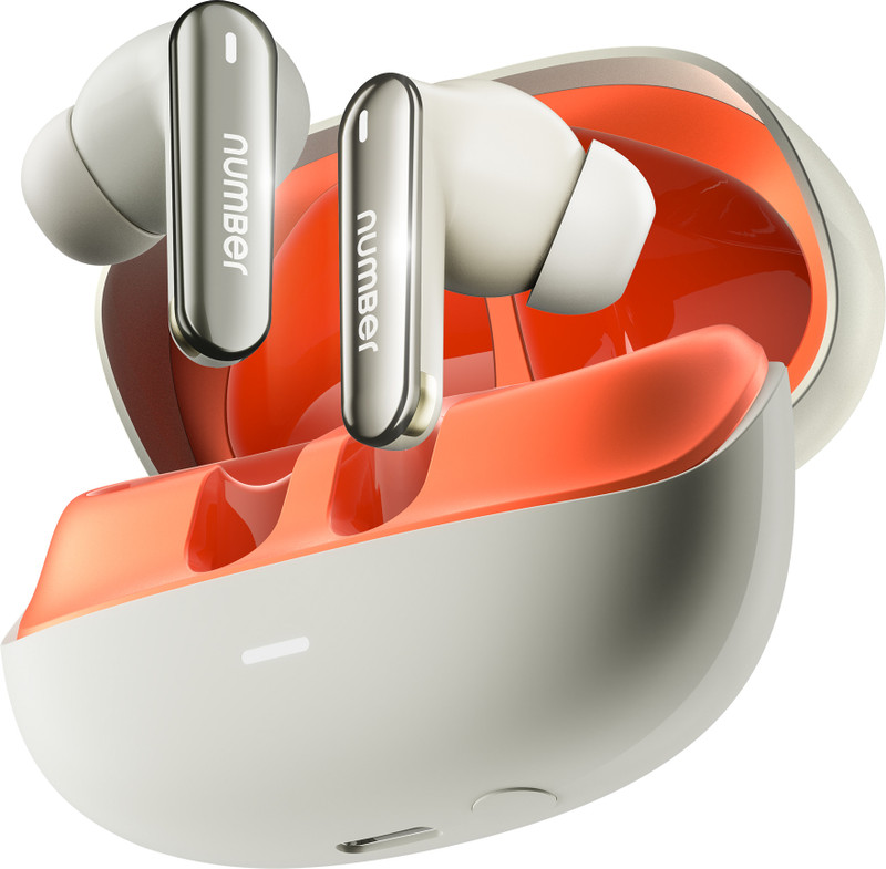 Number Navo Buds N1 w/ 100Hrs Playtime, 4Mic ENC, Dual Pairing, High Bass,Fast Charge Bluetooth(Tangy Beige, In the Ear)