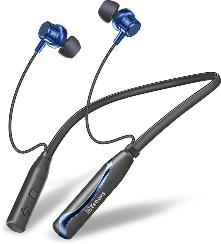 TP TROOPS Neckband Headphones with 20+ Hrs Playtime, 10mm Drivers, Fast Charging, BT 5.3V Bluetooth & Wired(Blue, In the Ear)