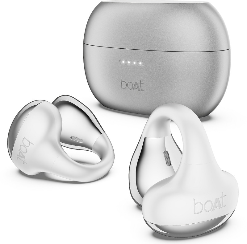 boAt Airdopes Loop with Clip-On Fit, Air Conduction Tech, 50HRS Battery, Fast Charge Bluetooth(Pearl White, True Wireless)