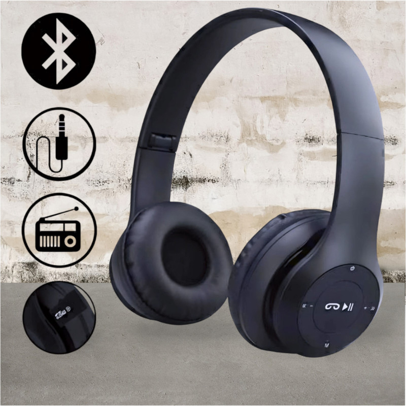 house of common Wireless Headset with Aux Input and Noise-Canceling Technology_W9 Bluetooth & Wired(Black, On the Ear)