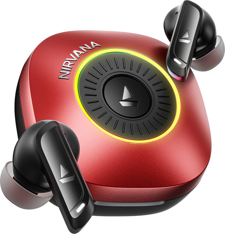 boAt Nirvana Crown, SONIC A.R.C,LEDs, Haptic Feedback, 50dB Hybrid ANC, Spatial Audio Bluetooth(Blazing Red, True Wireless)