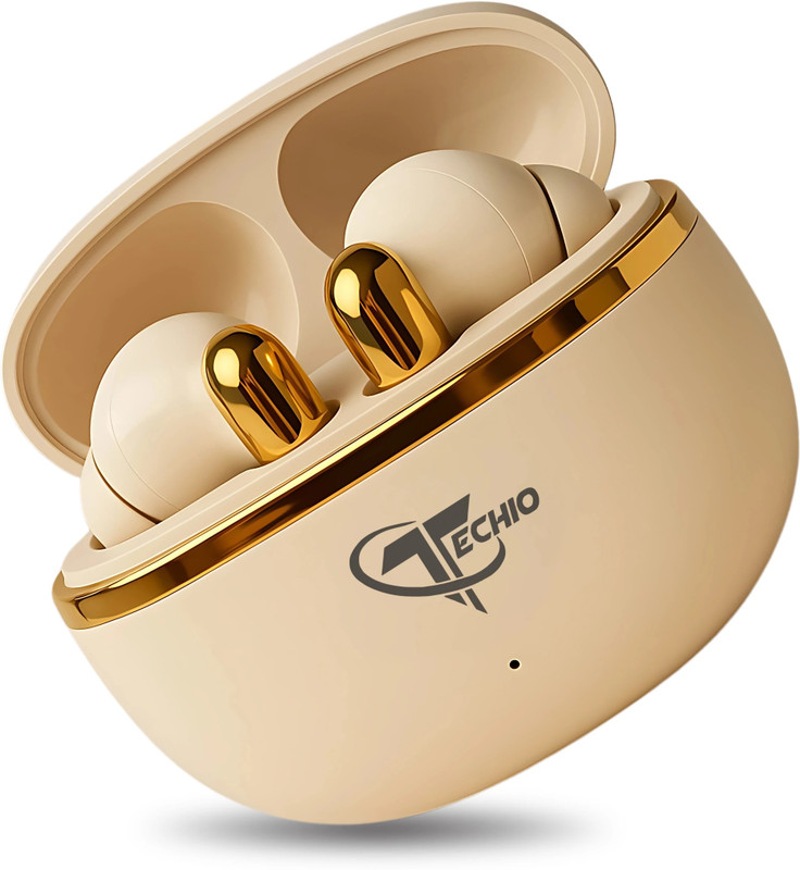 TECHIO Nirvana Ion TWS with Active Noise Cancellation, Gaming Mode, & Type-C Charging Bluetooth(Brown, On the Ear)