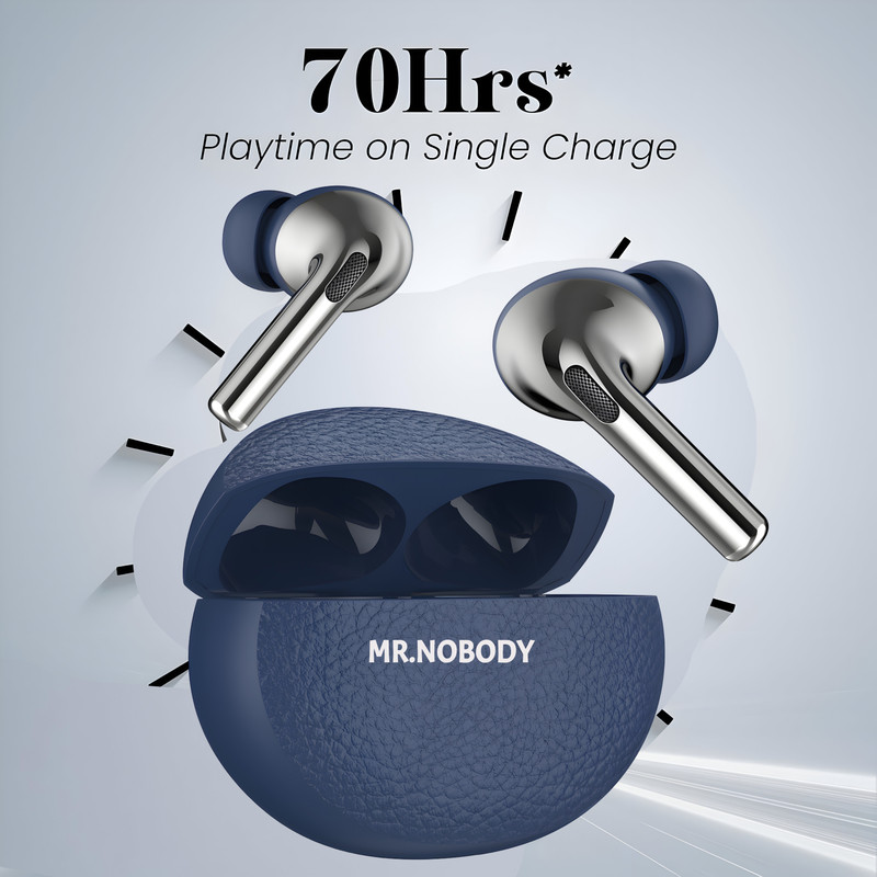 MR.NOBODY Ultrabuds with Latest BT v6.0,40Hr Playtime,13mm Dynamic Driver,Rich Bass N245 Bluetooth(Blue, True Wireless)