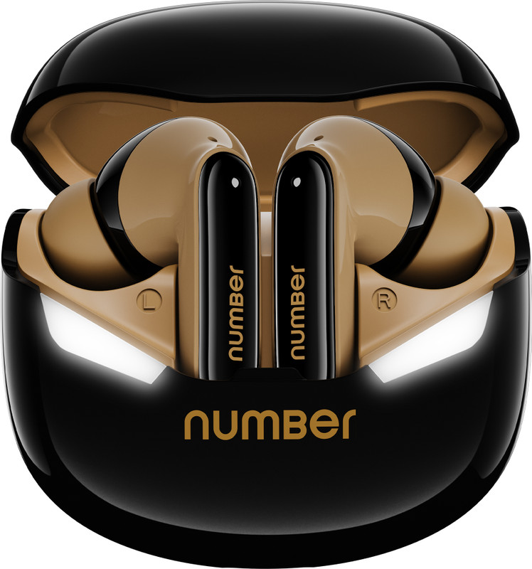Number Super Buds GTS9 w/Monster Led Light,70H Playtime, Dual Pairing, 4Mic ENC,Hi-Bass Bluetooth(Black Desert, True Wireless)