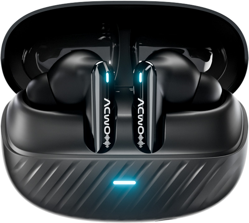 ACwO DwOTS 333 Hybrid ANC 48dB, 6 Mics AI-ENC Earbuds, 120H Playtime, Dual Pairing Bluetooth(Raisin Black, True Wireless)
