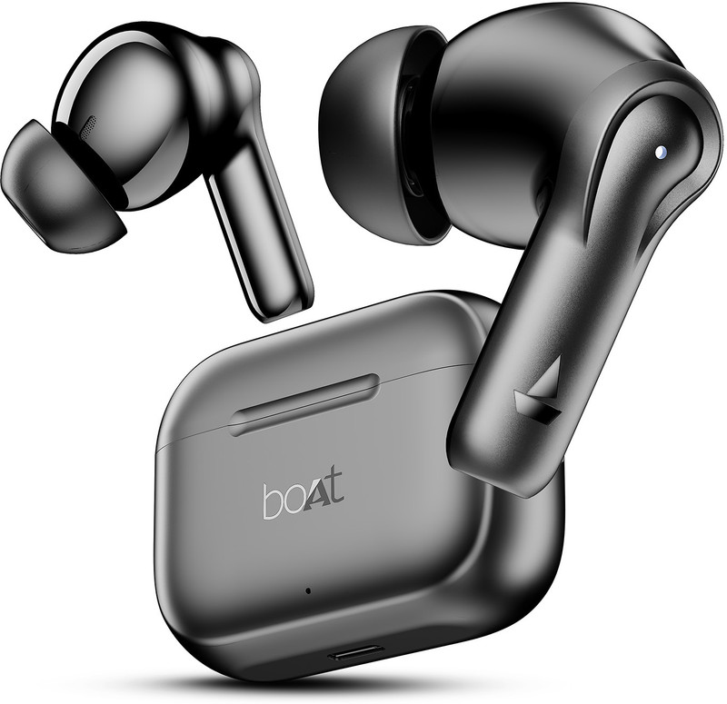 boAt Airdopes 161, Adv 4Mic ENx, 50H Battery,Fast Charge,13mm Driver, Metallic Finish Bluetooth  (Carbon Black, True Wireless)