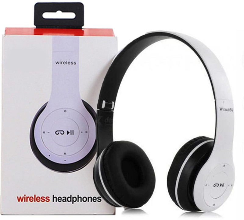 BUFONA Gaming Sports New Version Wireless B47 HighBass Earphones Bluetooth Headphone Bluetooth(White, On the Ear)