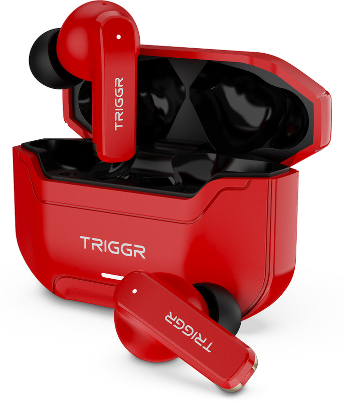 TRIGGR Raze 1 with 40H Battery, 40ms Low Latency, Dual ENC Mic, Tactical Design, v5.4 Bluetooth(Red Void, True Wireless)