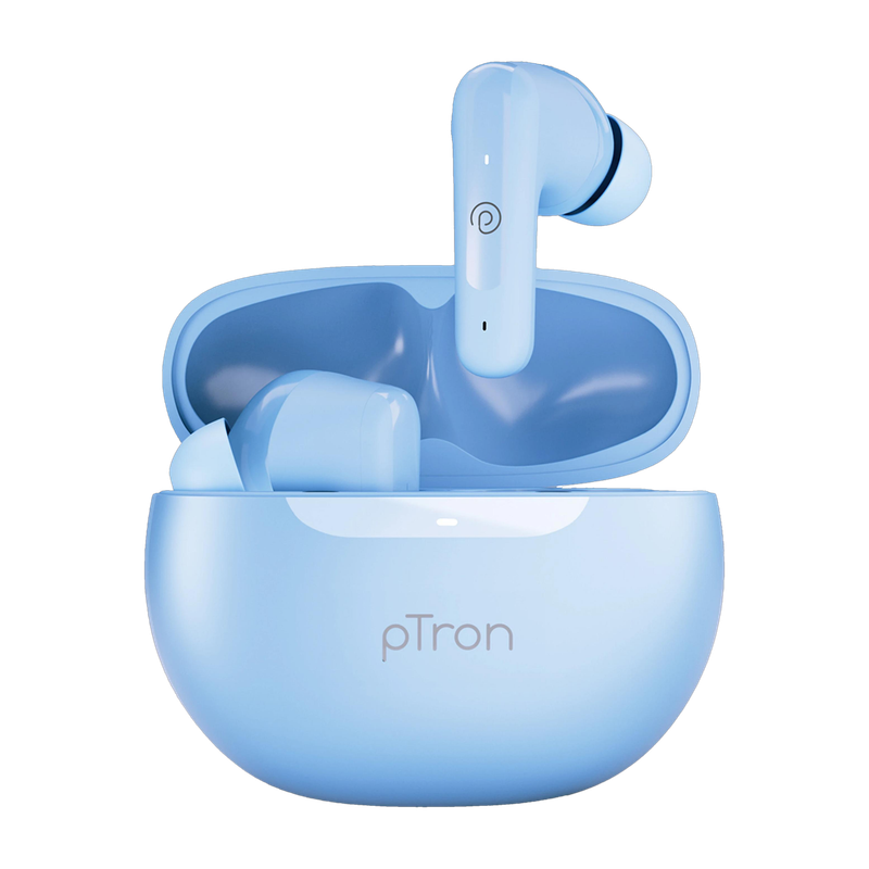 PTron Bassbuds Vibe w/ 34hrs Playtime, Mobile App, Clear Calls, 13mm Drivers,BT5.3 Bluetooth(Blue, True Wireless)