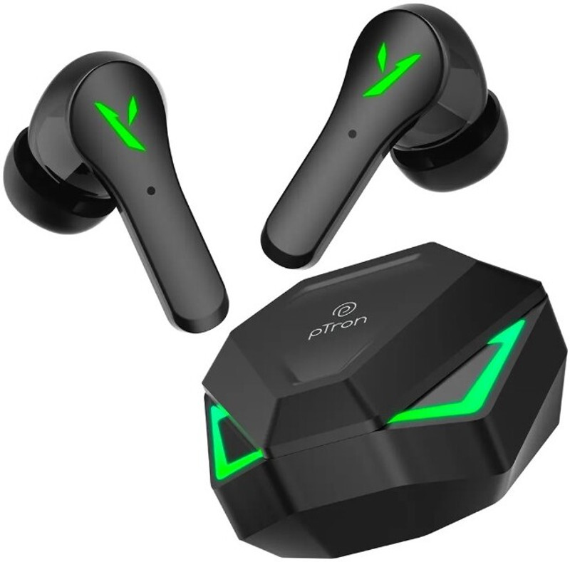PTron Bassbuds Rogue w/ 40ms Game Mode, 50Hrs Playtime, Pristine Sound, AI-ENC Calls Bluetooth Gaming(Black, True Wireless)