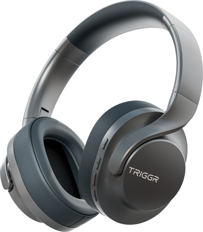 TRIGGR Punkheadz Z2 with 50H Battery, Dual Pairing, 40mm Drivers, ENC, Aux Port, v5.4 Bluetooth(Graphite Grey, On the Ear)