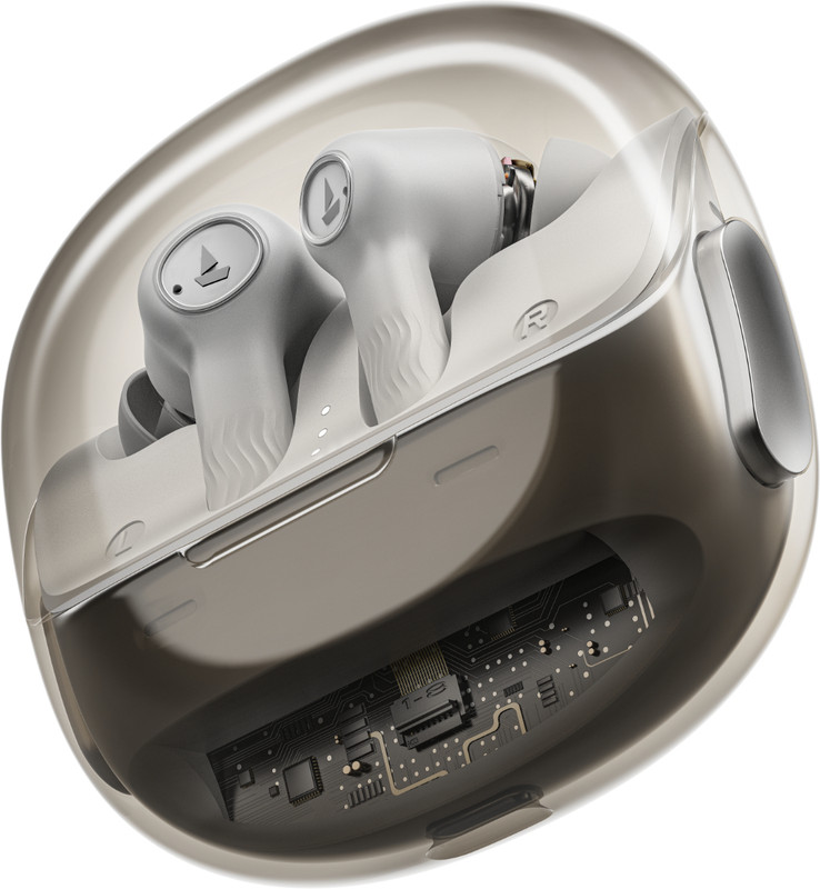 boAt Nirvana Crystl, Transparent Case, 360 Spatial Audio, 4 Mics ENx Technology Bluetooth(White Lustre, True Wireless)