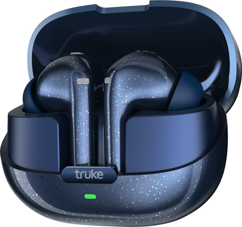 truke Buds Aura Earbuds w/ 70H Playtime,13mm Drivers, Quad Mic ENC, 40ms Low Latency Bluetooth(CarbonBlack, True Wireless)