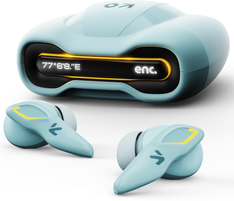 GOBOULT Astra with Quad Mic ENC, 48Hrs Battery, Low Latency Gaming, Made in India, 5.3v Bluetooth(Powder Blue, True Wireless)