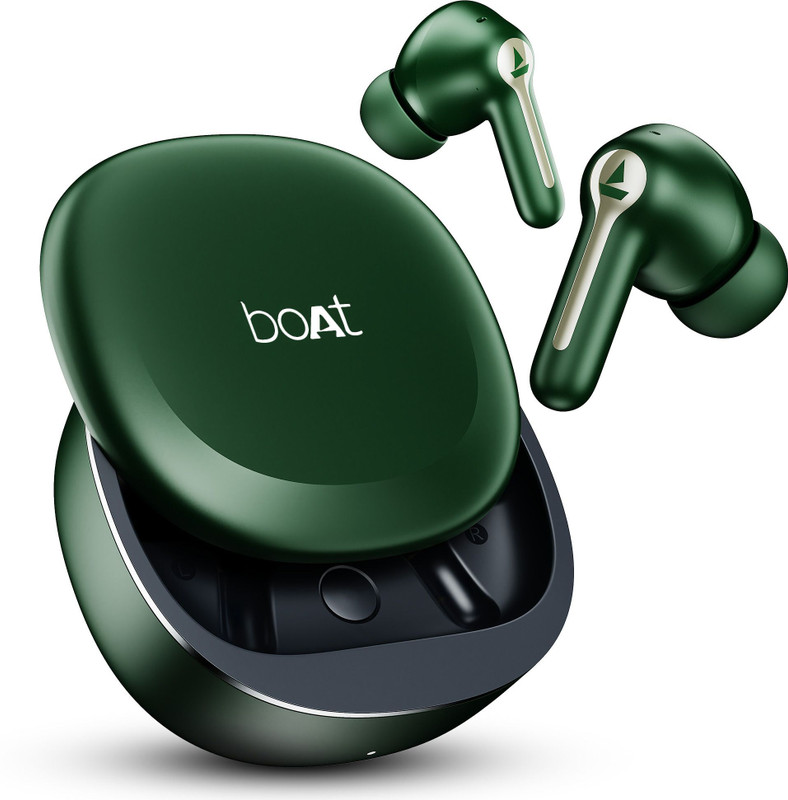 boAt Airdopes Prime 511, Volume Swipe Controls, 50H Battery, 4Mics ENx, App Support Bluetooth(Gunmetal Green, True Wireless)